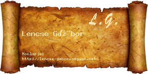 Lencse Gábor névjegykártya